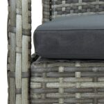Salon de jardin 4 pcs avec coussins résine tressée gris – Image 7