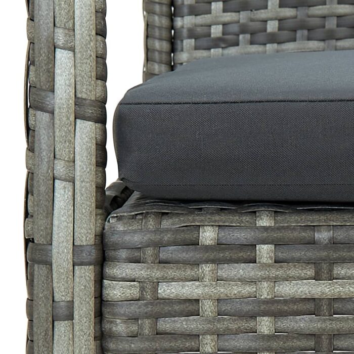 Salon de jardin 4 pcs avec coussins résine tressée gris – Image 7