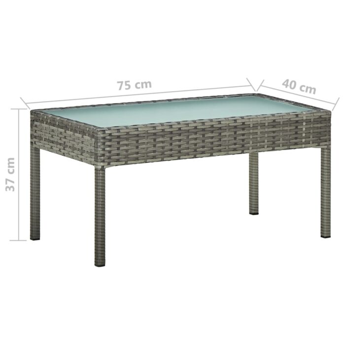 Salon de jardin 4 pcs avec coussins résine tressée gris – Image 8