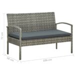 Salon de jardin 4 pcs avec coussins résine tressée gris – Image 9