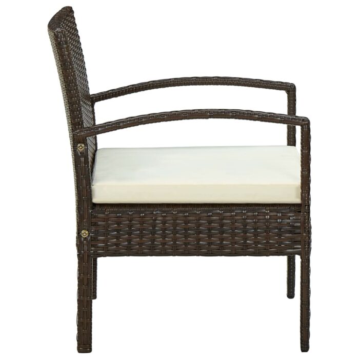 Chaise de jardin avec coussin Résine tressée Marron – Image 2
