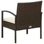 Chaise de jardin avec coussin Résine tressée Marron – Image 3