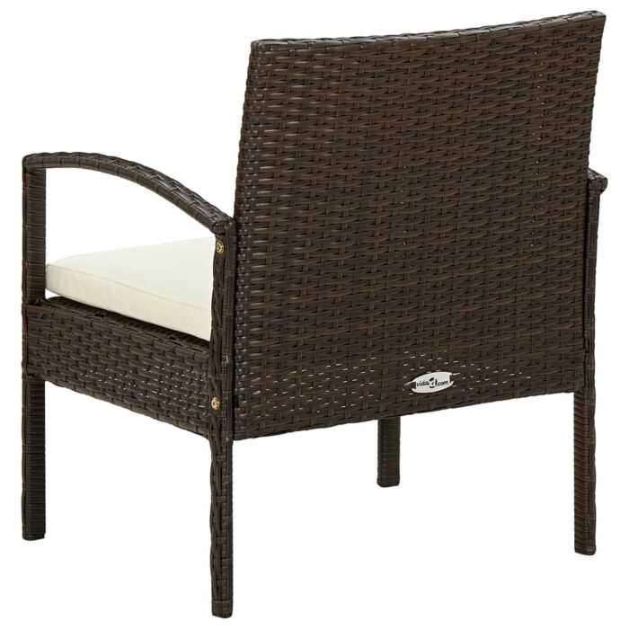 Chaise de jardin avec coussin Résine tressée Marron – Image 3