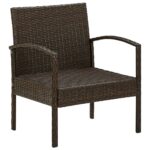 Chaise de jardin avec coussin Résine tressée Marron – Image 4
