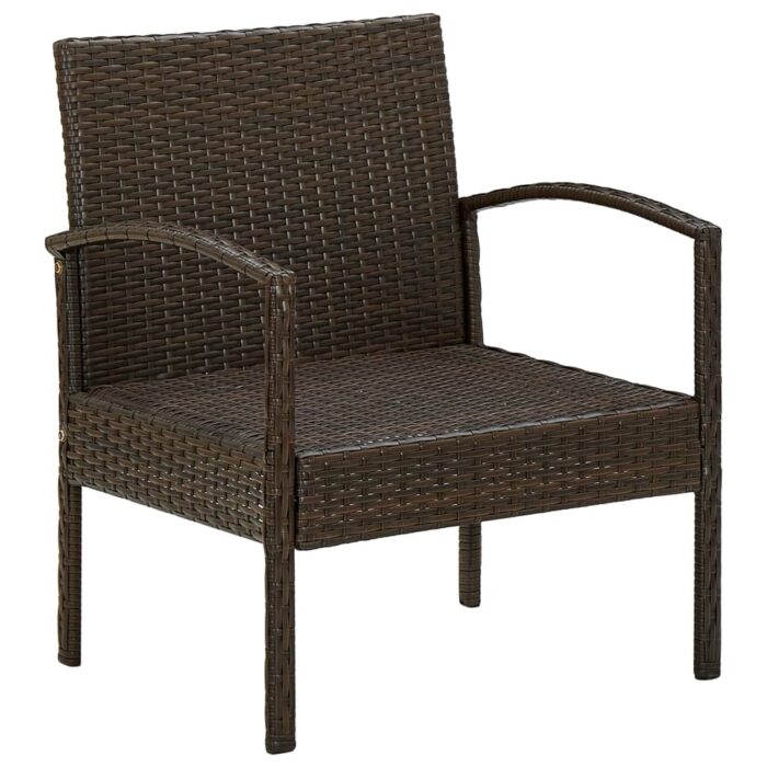 Chaise de jardin avec coussin Résine tressée Marron – Image 4