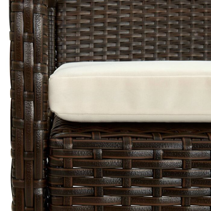 Chaise de jardin avec coussin Résine tressée Marron – Image 5