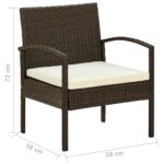 Chaise de jardin avec coussin Résine tressée Marron – Image 6