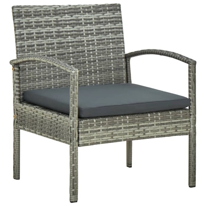 Chaise de jardin avec coussin Résine tressée Gris – Image 1