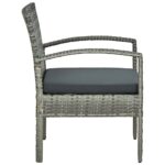 Chaise de jardin avec coussin Résine tressée Gris – Image 2