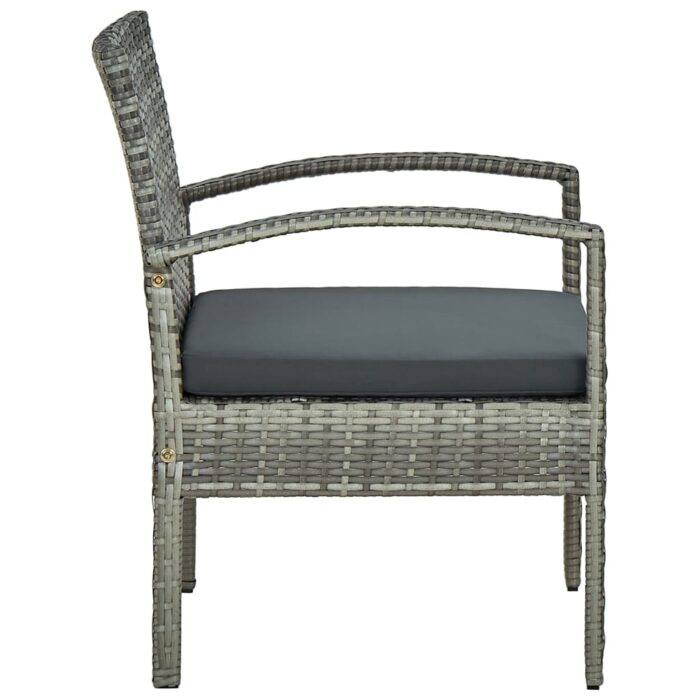 Chaise de jardin avec coussin Résine tressée Gris – Image 2