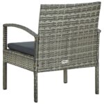 Chaise de jardin avec coussin Résine tressée Gris – Image 3
