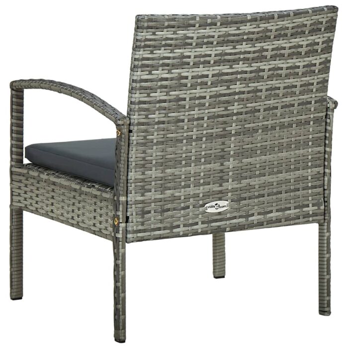 Chaise de jardin avec coussin Résine tressée Gris – Image 3