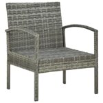 Chaise de jardin avec coussin Résine tressée Gris – Image 4