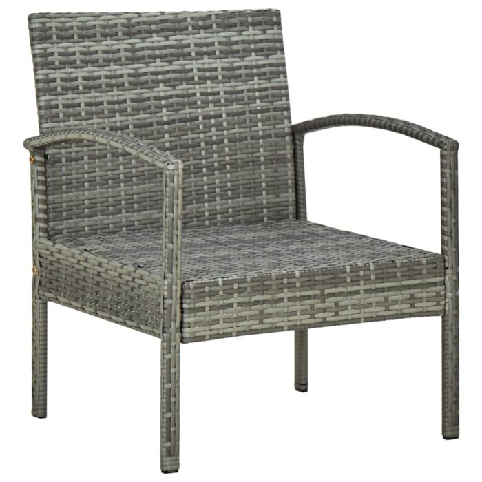 Chaise de jardin avec coussin Résine tressée Gris – Image 4
