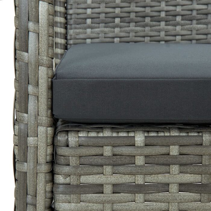 Chaise de jardin avec coussin Résine tressée Gris – Image 5