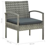 Chaise de jardin avec coussin Résine tressée Gris – Image 6