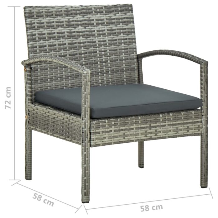 Chaise de jardin avec coussin Résine tressée Gris – Image 6