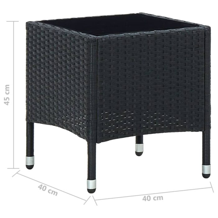 Table de jardin Noir 40x40x45 cm Résine tressée – Image 4