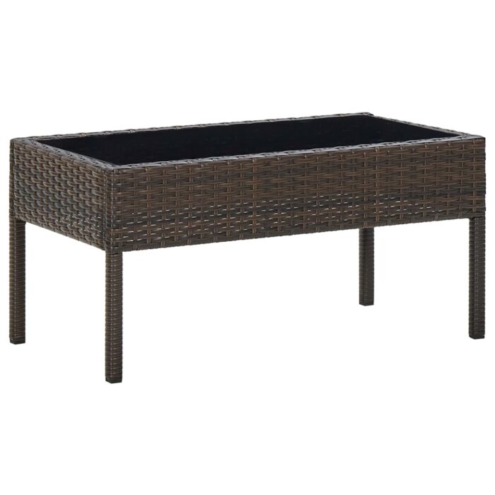 Table de jardin Marron 75x40x37 cm Résine tressée – Image 1