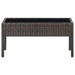 Table de jardin Marron 75x40x37 cm Résine tressée – Image 2