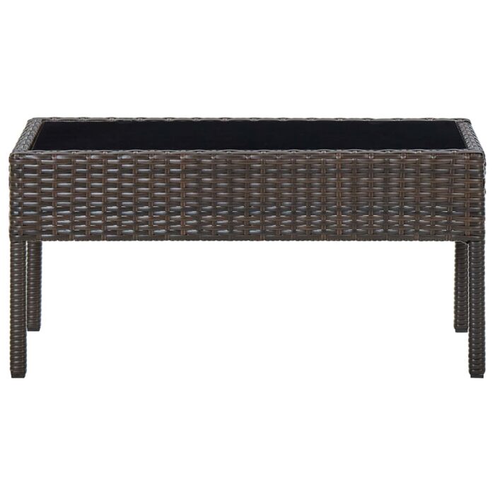 Table de jardin Marron 75x40x37 cm Résine tressée – Image 2