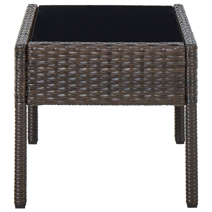 Table de jardin Marron 75x40x37 cm Résine tressée – Image 3
