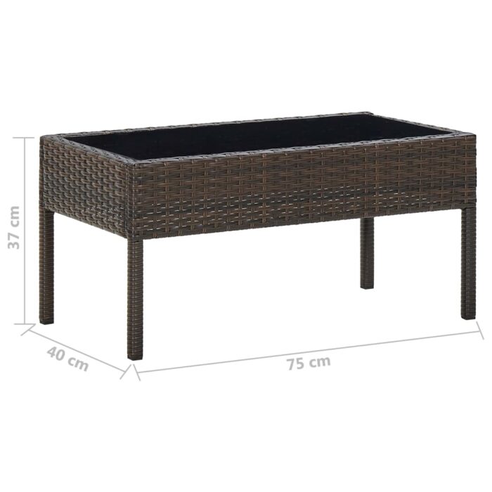 Table de jardin Marron 75x40x37 cm Résine tressée – Image 4