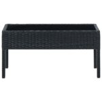 Table de jardin Noir 75x40x37 cm Résine tressée – Image 2