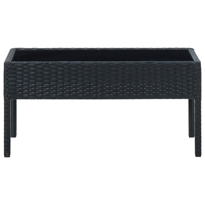 Table de jardin Noir 75x40x37 cm Résine tressée – Image 2