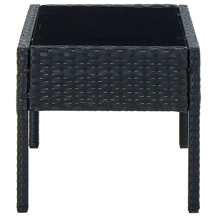 Table de jardin Noir 75x40x37 cm Résine tressée – Image 3
