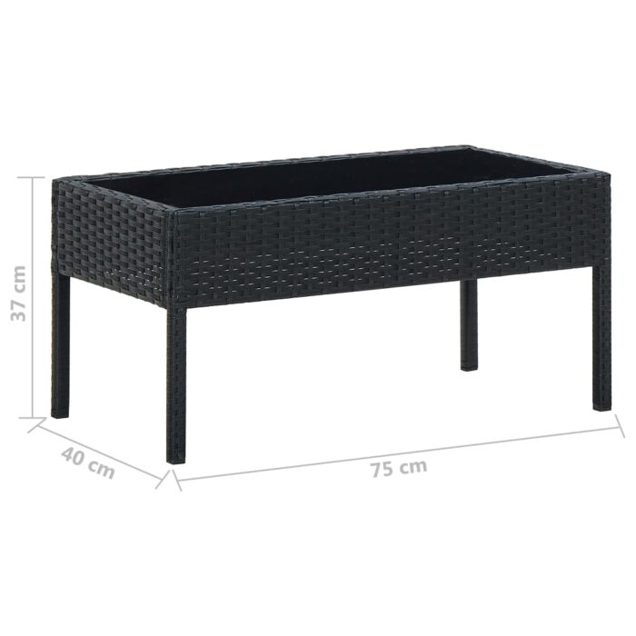 Table de jardin Noir 75x40x37 cm Résine tressée – Image 4