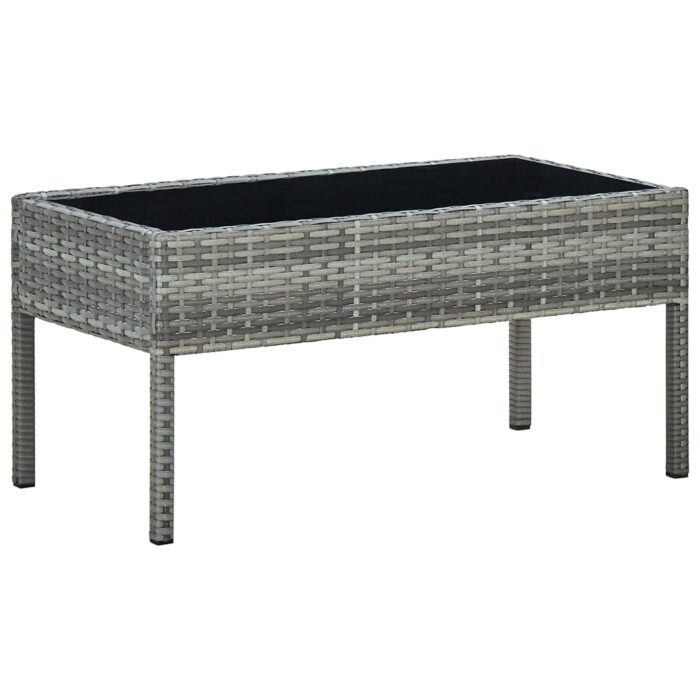 Table de jardin Gris 75x40x37 cm Résine tressée – Image 1