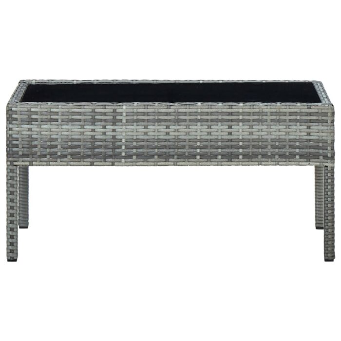 Table de jardin Gris 75x40x37 cm Résine tressée – Image 2
