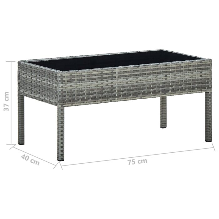 Table de jardin Gris 75x40x37 cm Résine tressée – Image 4