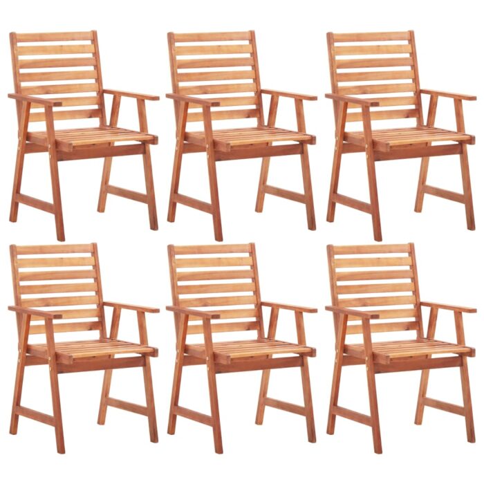 Chaises à manger d'extérieur lot de 6 Acacia massif – Image 1