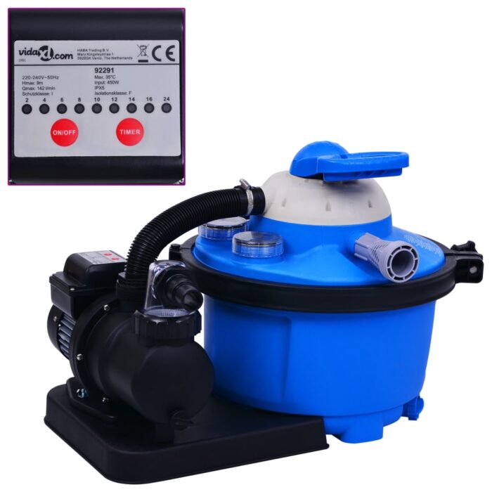 Pompe de filtration à sable avec minuterie 450 W 25 L – Image 1