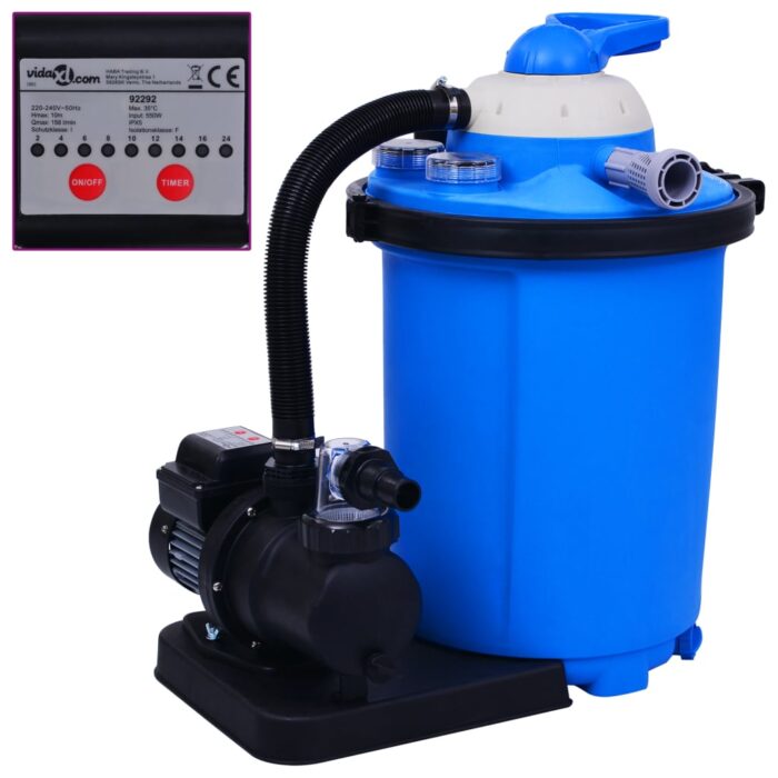 Pompe de filtration à sable avec minuterie 550 W 50 L – Image 1