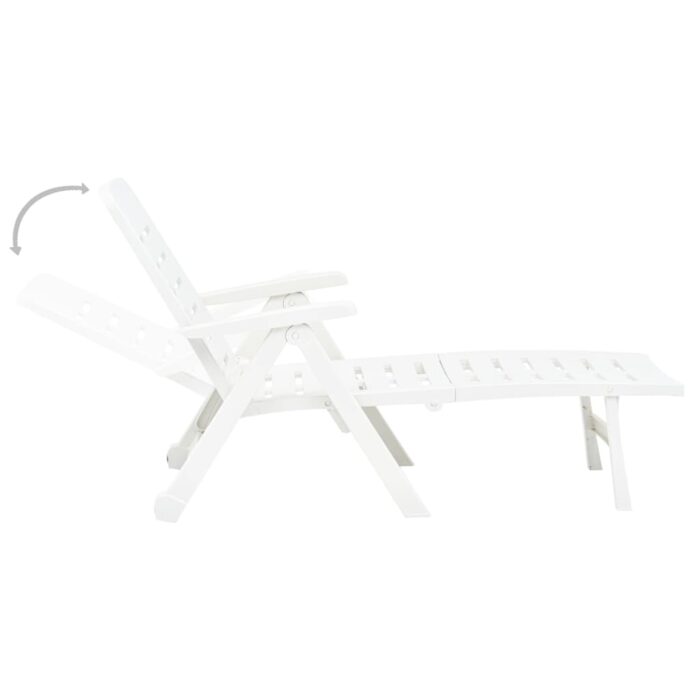 Chaise longue pliable Plastique Blanc – Image 3