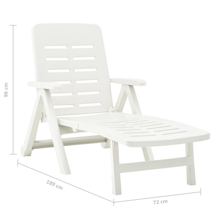 Chaise longue pliable Plastique Blanc – Image 8