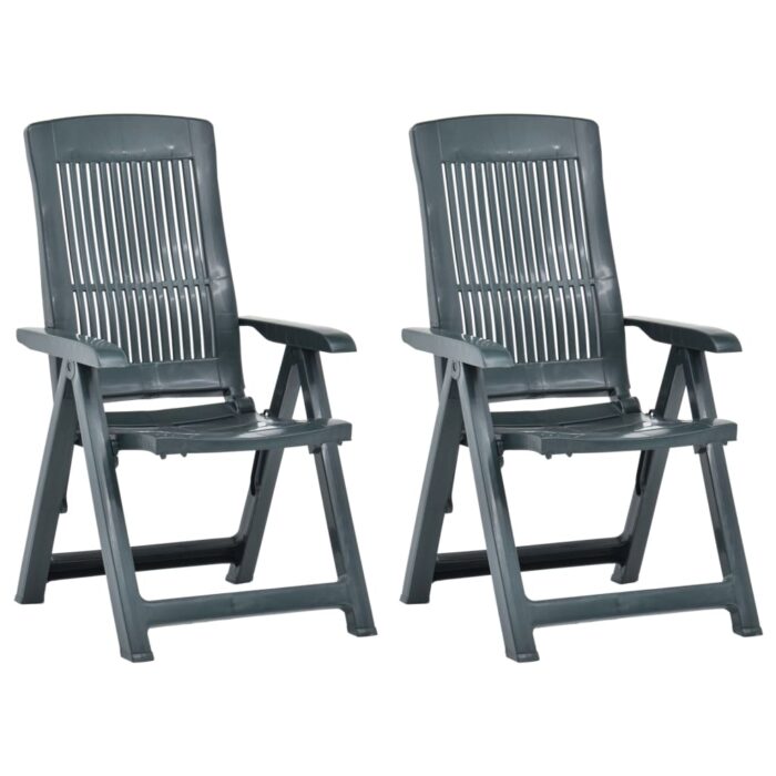 Chaises inclinables de jardin lot de 2 Plastique Vert – Image 1