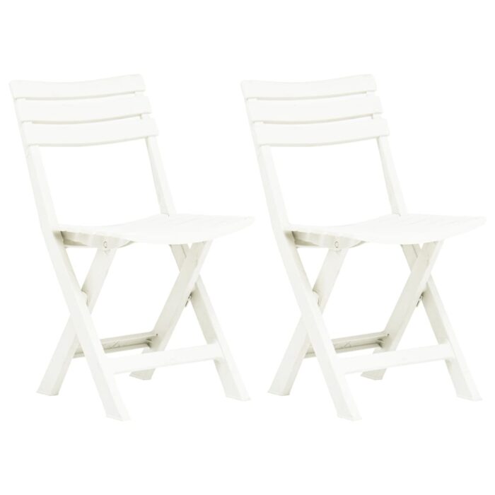 Chaises de jardin pliables lot de 2 Plastique Blanc – Image 1