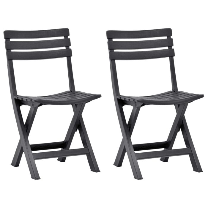Chaises de jardin pliables lot de 2 Plastique Anthracite – Image 1