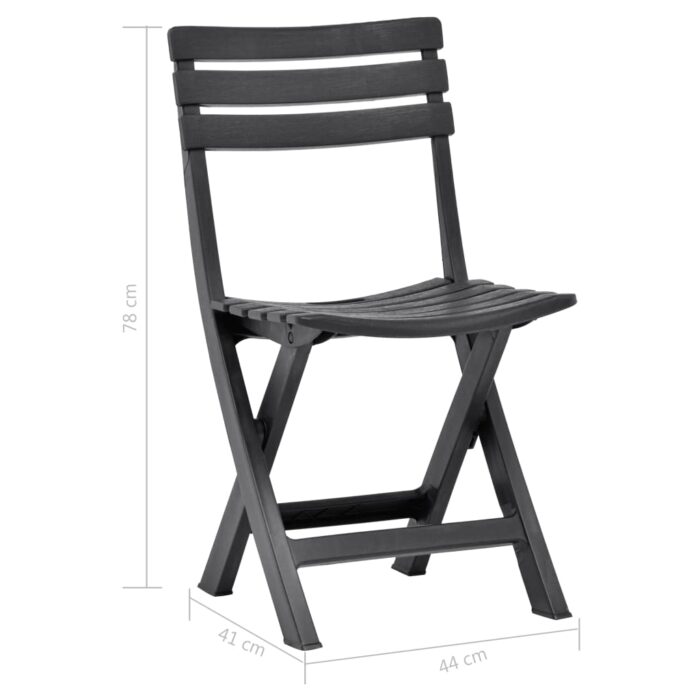 Chaises de jardin pliables lot de 2 Plastique Anthracite – Image 8