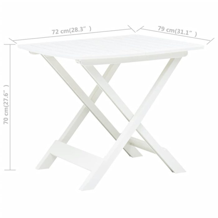 Table pliable de jardin Blanc 79x72x70 cm Plastique – Image 5