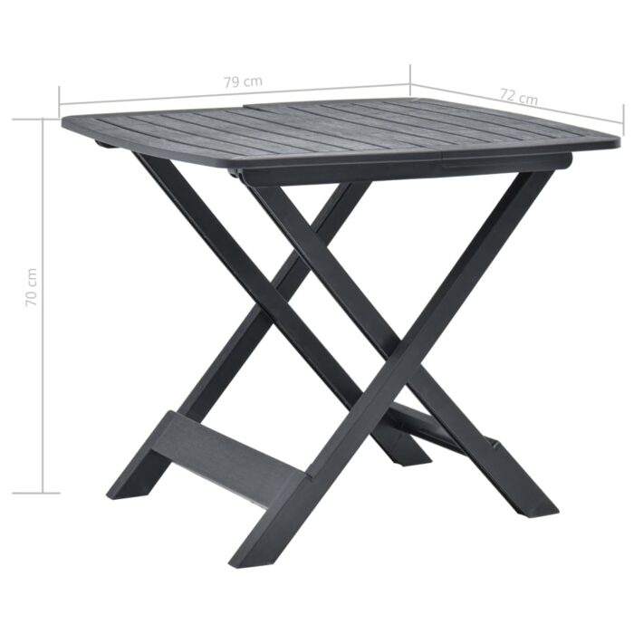 Table pliable de jardin Anthracite 79x72x70 cm Plastique – Image 5