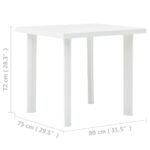 Table de jardin Blanc 80x75x72 cm Plastique – Image 4