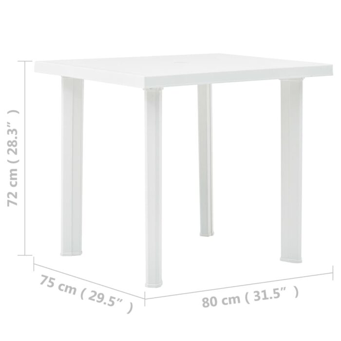 Table de jardin Blanc 80x75x72 cm Plastique – Image 4