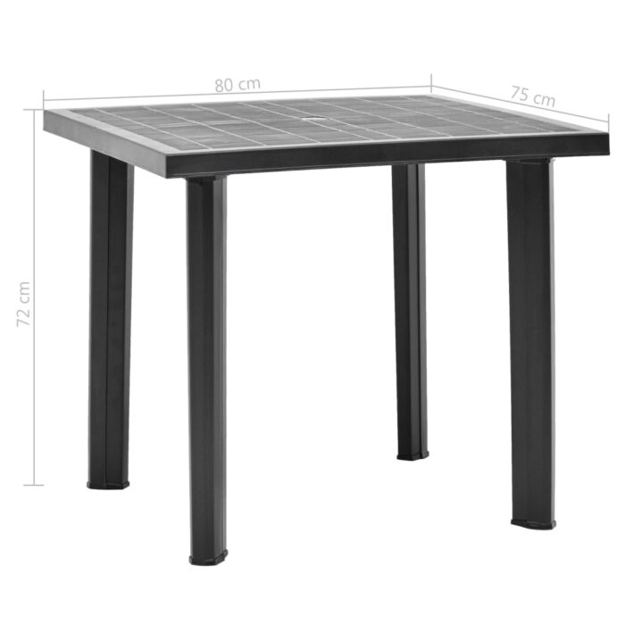 Table de jardin Anthracite 80x75x72 cm Plastique – Image 4