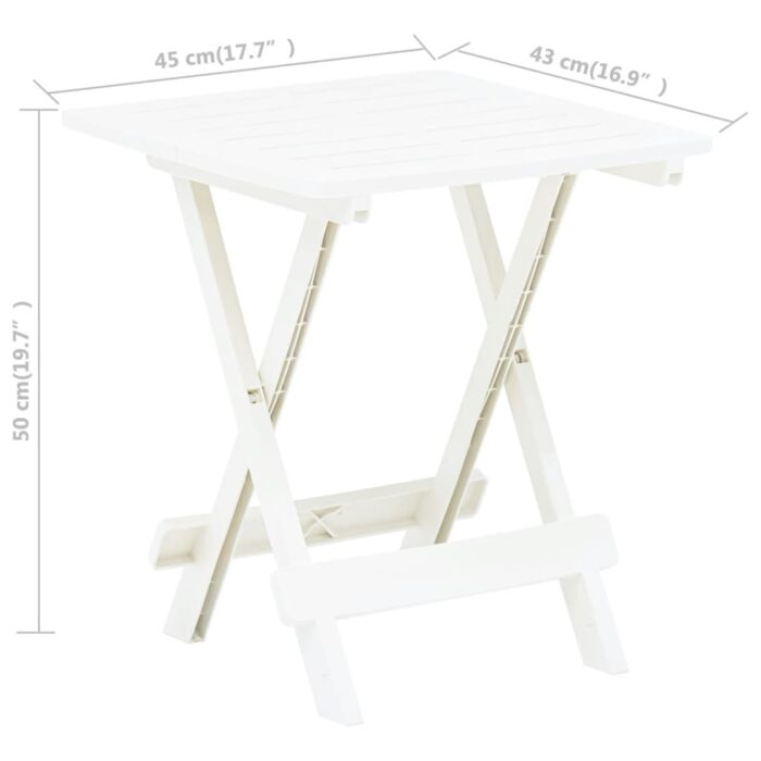 Table pliable de jardin blanc 45x43x50 cm plastique – Image 6