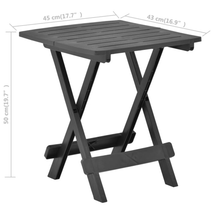 Table pliable de jardin anthracite 45x43x50 cm plastique – Image 6